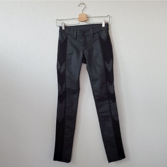 𝅺Rag & Bone Raja Chevron Embroidered Skinny Jeans 24 Black - Picture 1 of 13